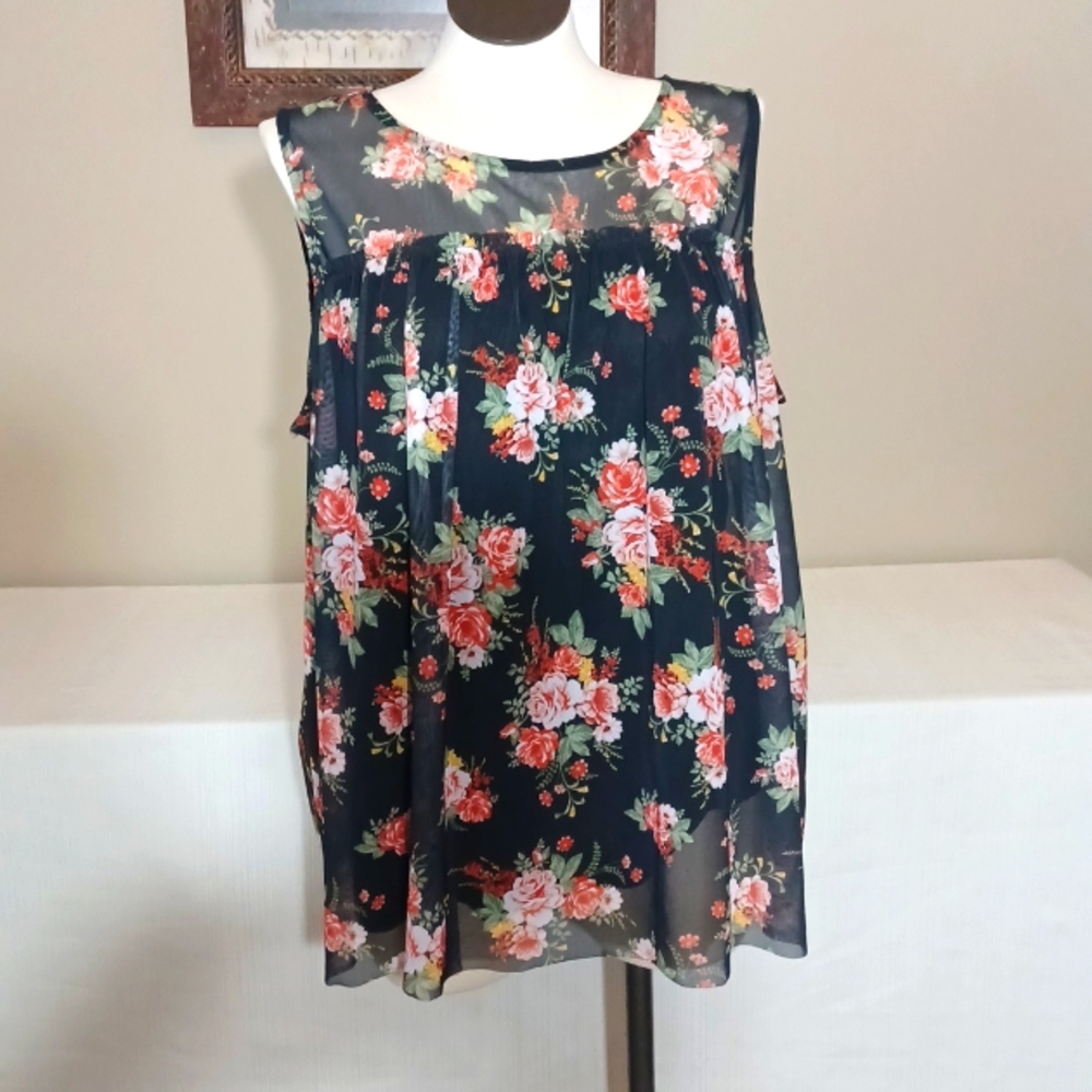 Sz 3X Bobbie Brooks Dressy, Lined, Floral Tank